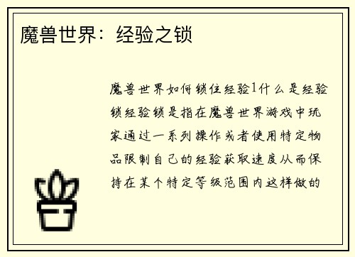 魔兽世界：经验之锁
